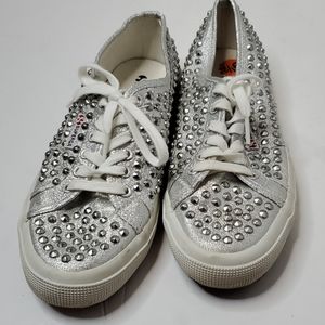 Superga tennis silver hardware studded tennis shoe